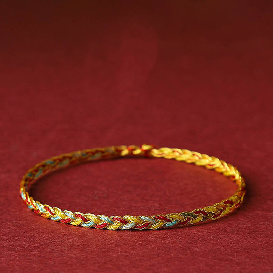 Buddha Stones Handmade Multicolored Dragon Scale Pattern Braid String Bracelet