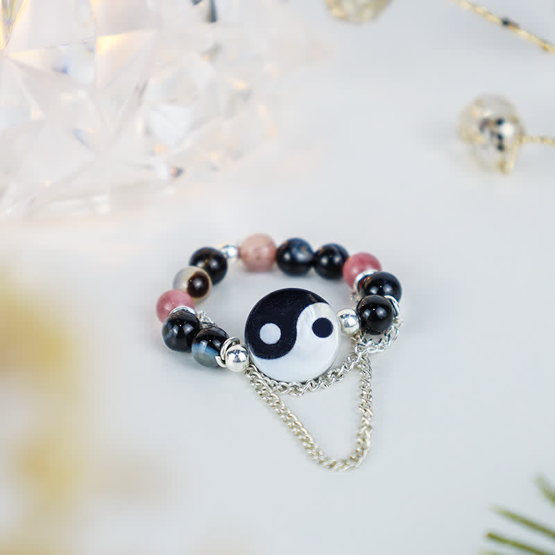 Buddha Stones Yin Yang Symbol Balance Luck Ring