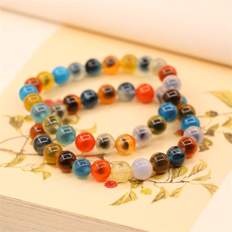 Buddha Stones Colorful Candy Agate Healing Strength Bead Bracelet