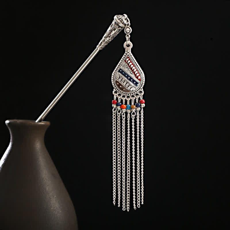 Buddha Stones Water Drop Lily of the Valley Flowers Tassels Confidence Hairpin