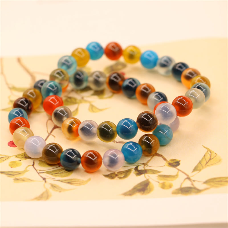 Buddha Stones Colorful Candy Agate Healing Strength Bead Bracelet