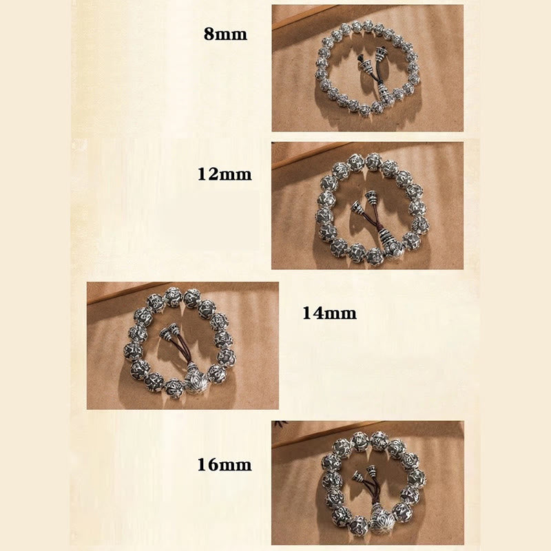 Buddha Stones Tibetan Om Mani Padme Hum Carved Alloy Beads Amulet Bracelet (Extra 35% Off | USE CODE: FS35)