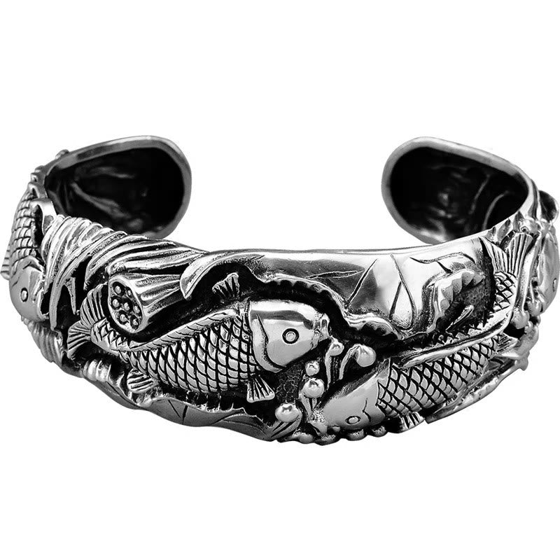 Buddha Stones Buddha Stones Koi Fish Lotus Luck Wealth Bracelet Bangle