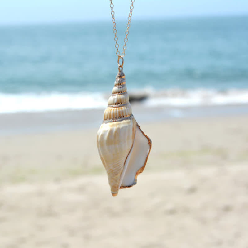 Buddha Stones Natural Shankha Conch Shell Seashell Lucky Necklace Pendant