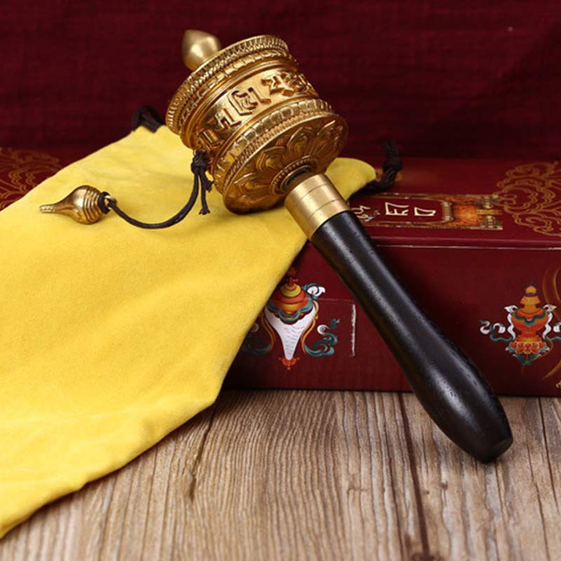 Buddha Stones Tibetan Prayer Wheel Six True Words Copper Meditation Decoration