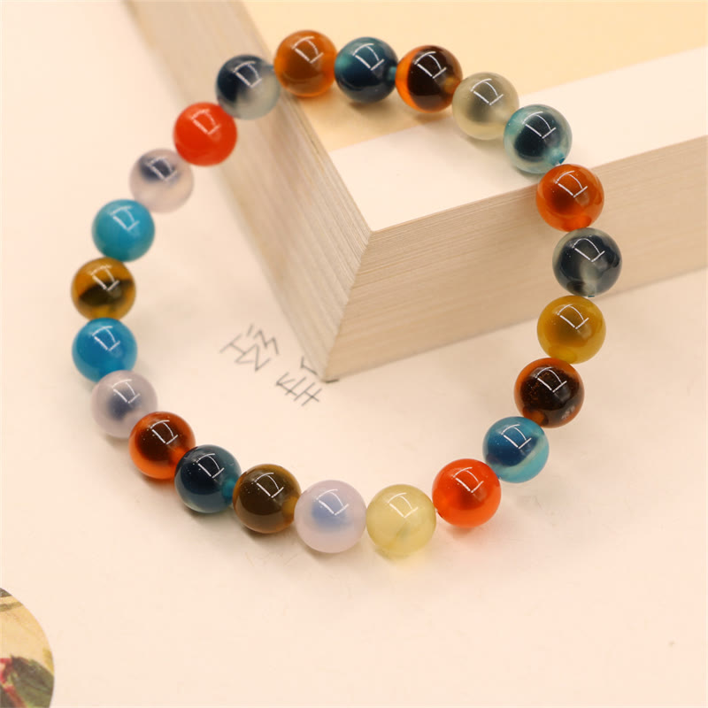 Buddha Stones Colorful Candy Agate Healing Strength Bead Bracelet