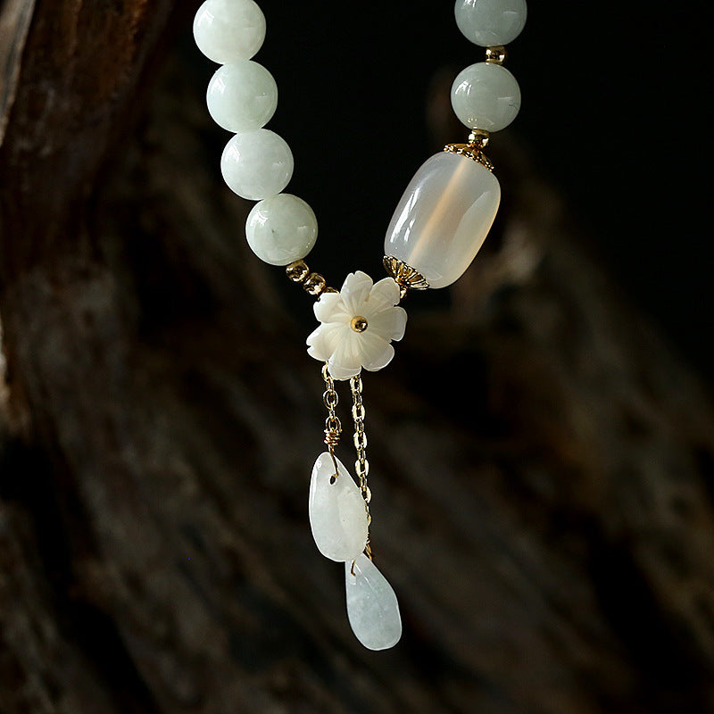Buddha Stones "Hoping for Purity and Peace"Natural White Jade Bracelet Includes Gift Message Card