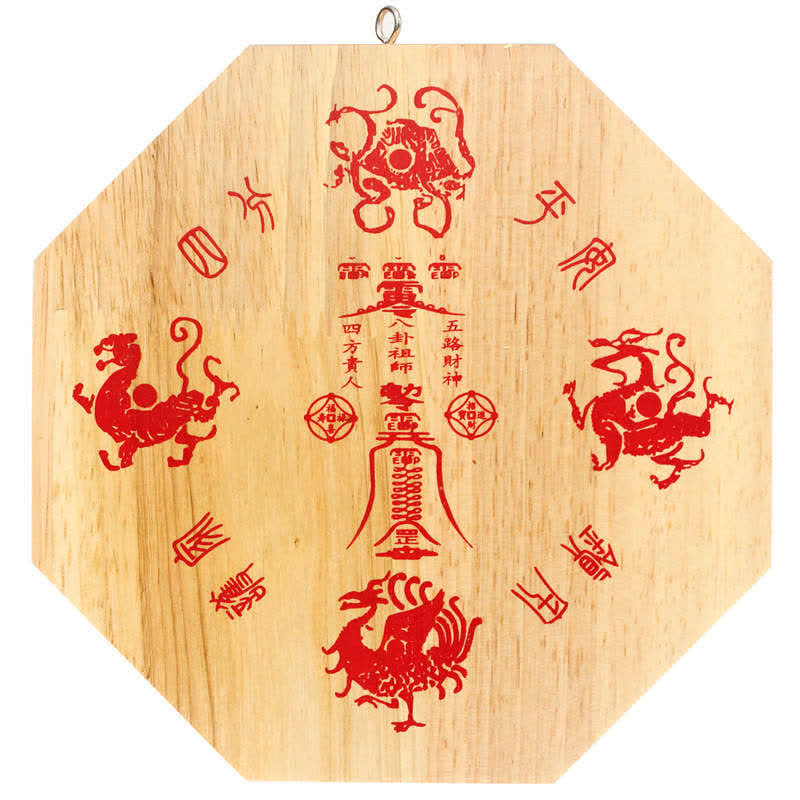 Buddha Stones Feng Shui Bagua Map Peach Wood Balance Energy Map Mirror