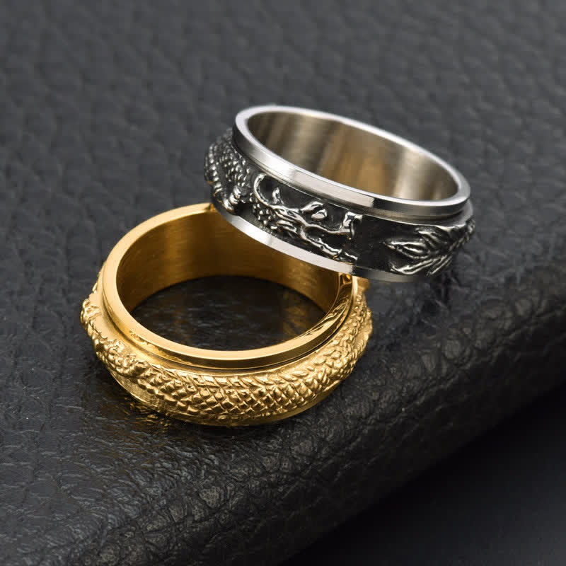 Buddha Stones Dragon Titanium Steel Stimulation Rotatable Ring (Extra 30% Off | USE CODE: FS30)