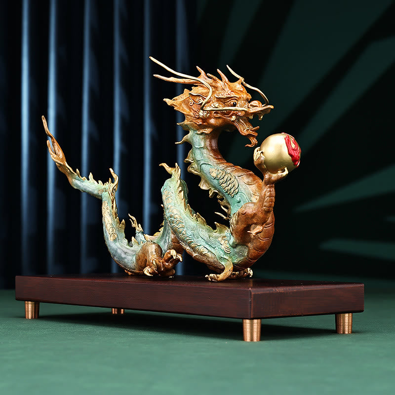 Buddha Stones Year Of The Dragon Auspicious Dragon Brass Copper Luck Success Office Decoration