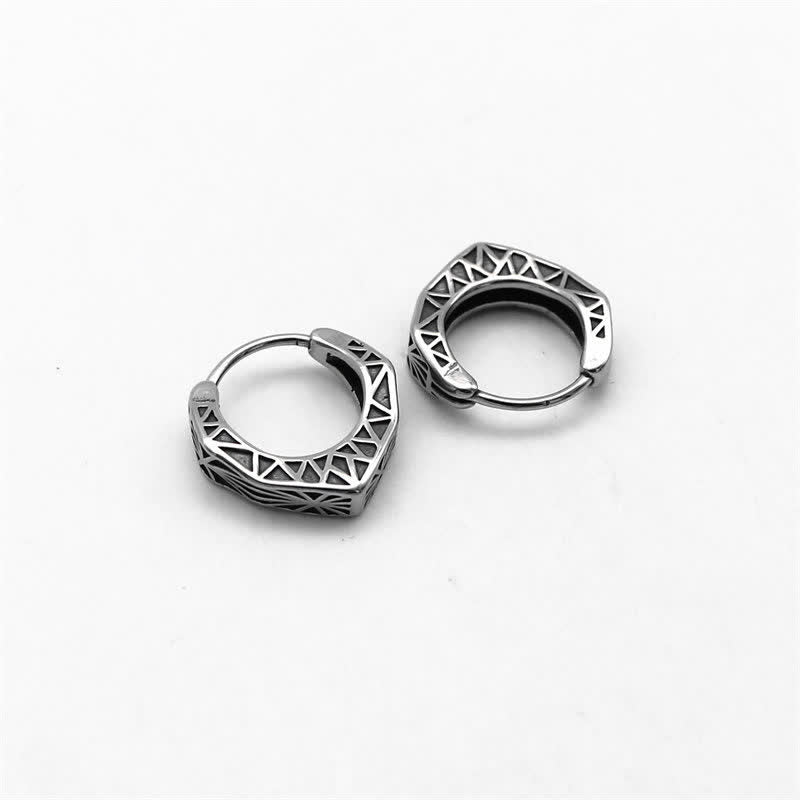 Buddha Stones Viking Hoop Titanium Steel Balance Earrings