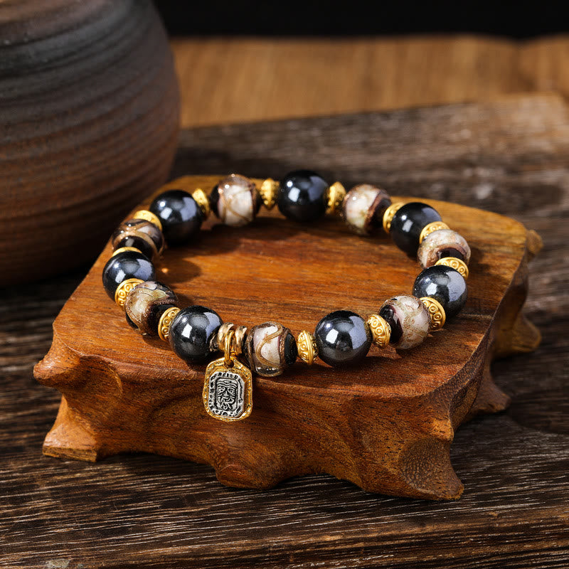 Buddha Stones Tibetan Zakiram Goddess of Wealth Liuli Glass Incense Ash Porcelain Bead Luck Bracelet (Extra 30% Off | USE CODE: FS30)