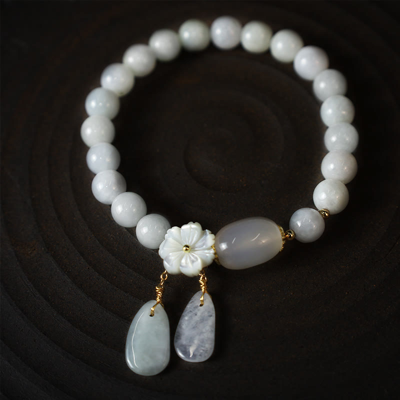 Buddha Stones "Hoping for Purity and Peace"Natural White Jade Bracelet Includes Gift Message Card