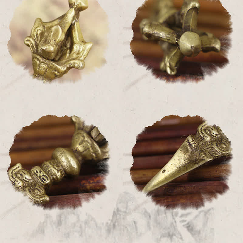 Buddha Stones Tibetan Five Strands Vajra Dorje Enlightenment Copper Decoration