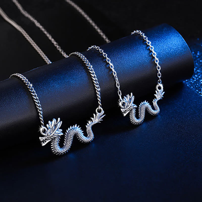 Buddha Stones 925 Sterling Silver Year Of The Dragon Auspicious Dragon Protection Chain Necklace Pendant(Extra 30% Off | USE CODE: FS30)