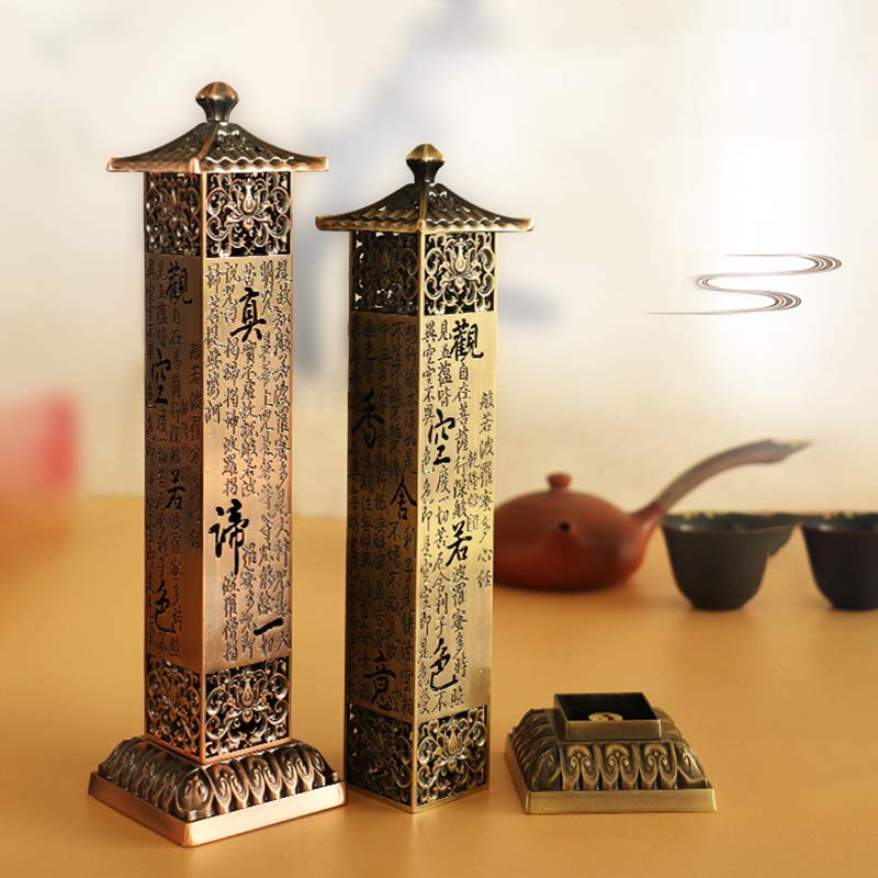 Buddha Stones Heart Sutra Alloy Incense Holder Healing Home Decoration Incense Burner