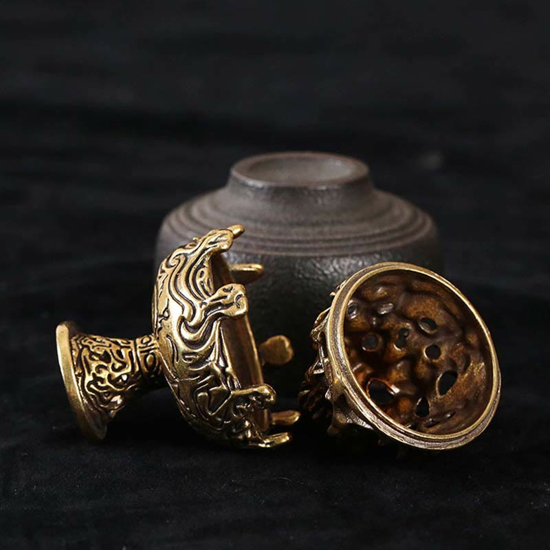Buddha Stones Tibetan Mini Mountain Pattern Meditation Copper Alloy Incense Burner