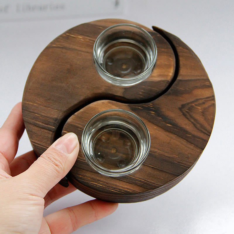 Buddha Stones Yin Yang Wood Candle Holder Meditation Rituals Use Items