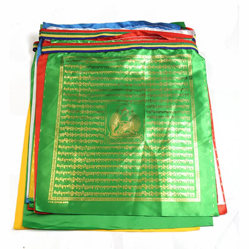 Buddha Stones Tibetan 5 Colors Windhorse Buddha Scriptures Auspicious Outdoor Prayer Flag