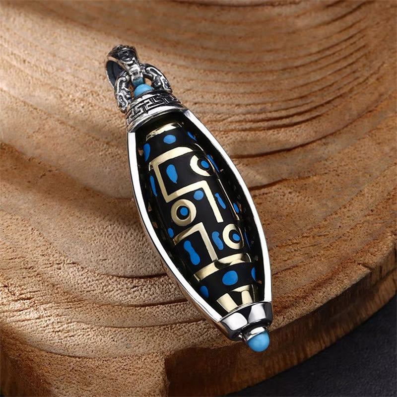 FREE Today: Peace & Purity Tibetan Om Mani Padme Hum Nine-Eye Dzi Bead Pattern Rotatable Necklace Pendant