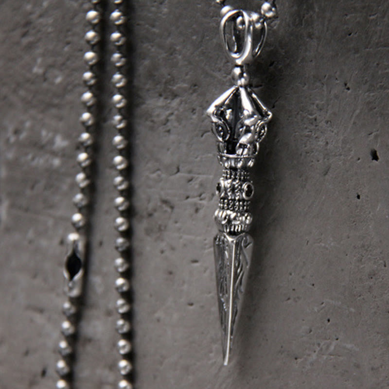 Buddha Stones 925 Sterling Silver Dorje Vajra Enlightenment Necklace Chain Pendant