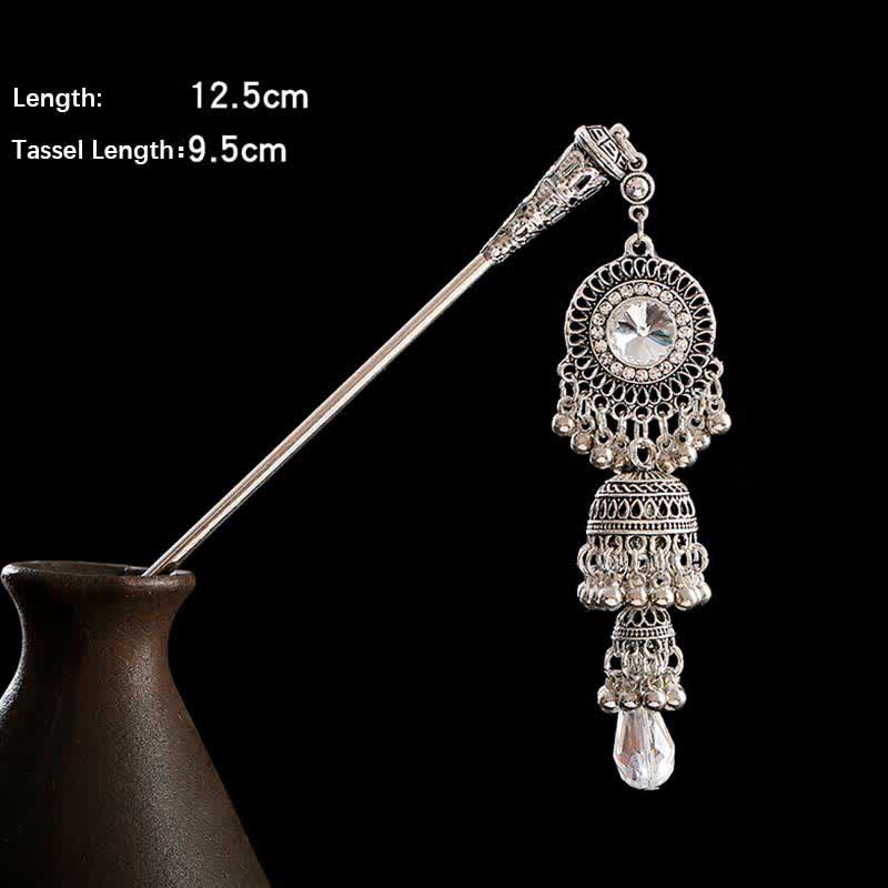 Buddha Stones Water Drop Lily of the Valley Flowers Tassels Confidence Hairpin