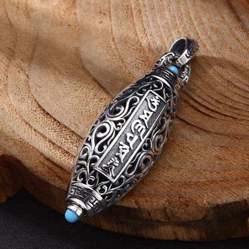 FREE Today: Peace & Purity Tibetan Om Mani Padme Hum Nine-Eye Dzi Bead Pattern Rotatable Necklace Pendant