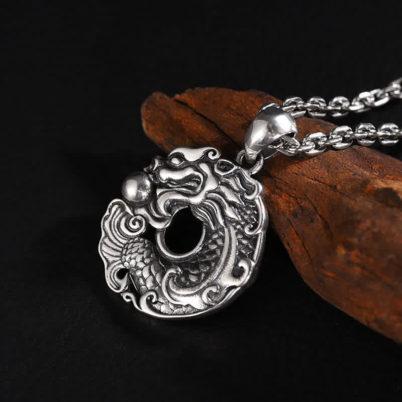 Buddha Stones Koi Fish Dragon Peace Buckle Wealth Necklace Pendant