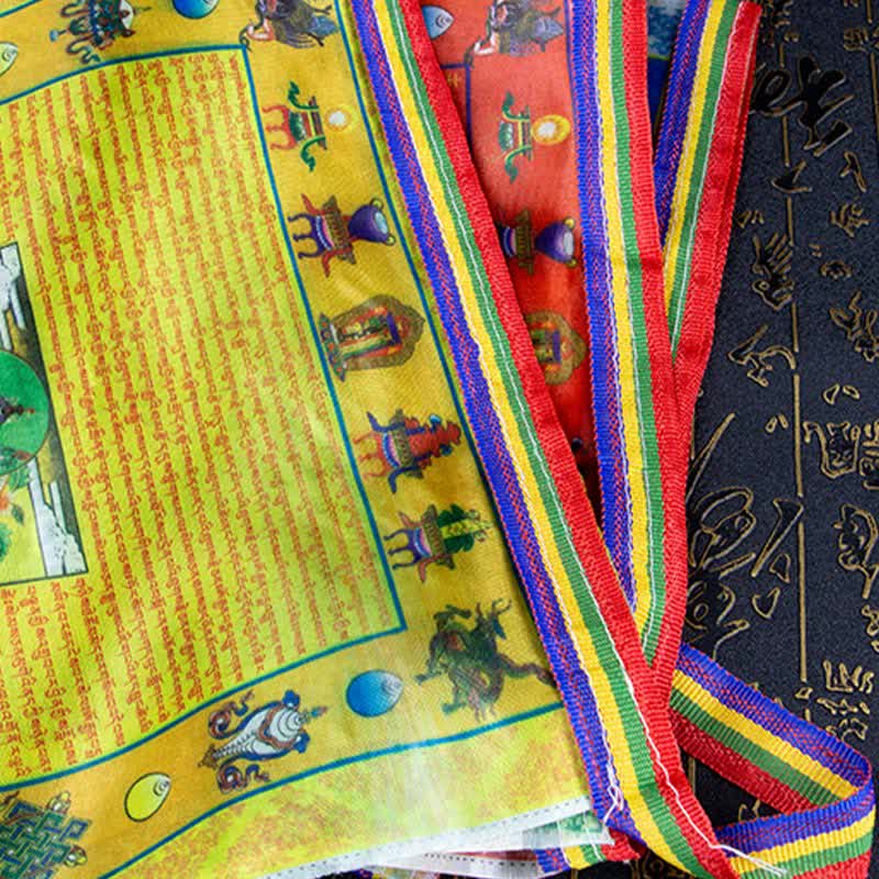 Buddha Stones Tibetan 5 Colors Windhorse Buddha Tara Scriptures Healing Auspicious Outdoor Prayer Flag