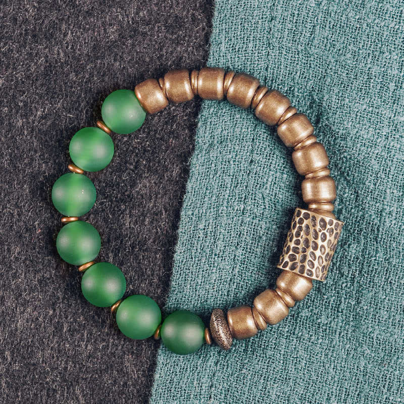 Buddha Stones Tibetan Red Agate Green Agate Copper Confidence Fortune Bracelet