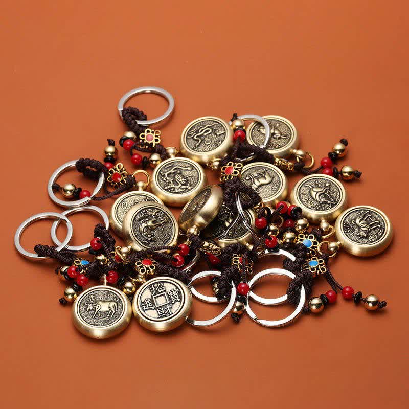 Buddha Stones 12 Chinese Zodiac Blessing Wealth Fortune Keychain