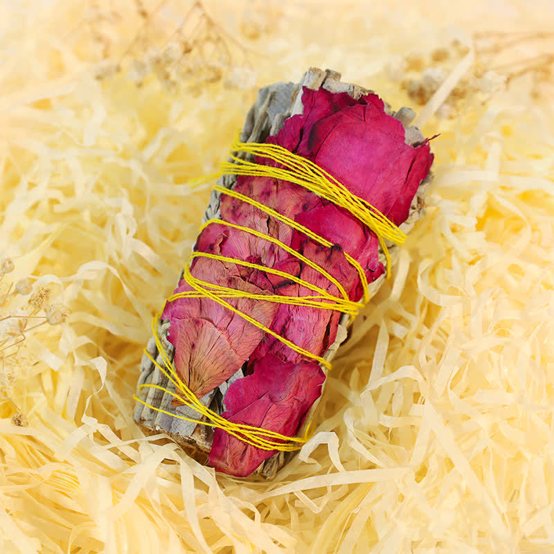 Buddha Stones Red Rose Forget-me-not Colorful Daisy Smudge Stick for Home Cleansing Incense Healing Meditation Smudge Sticks Rituals