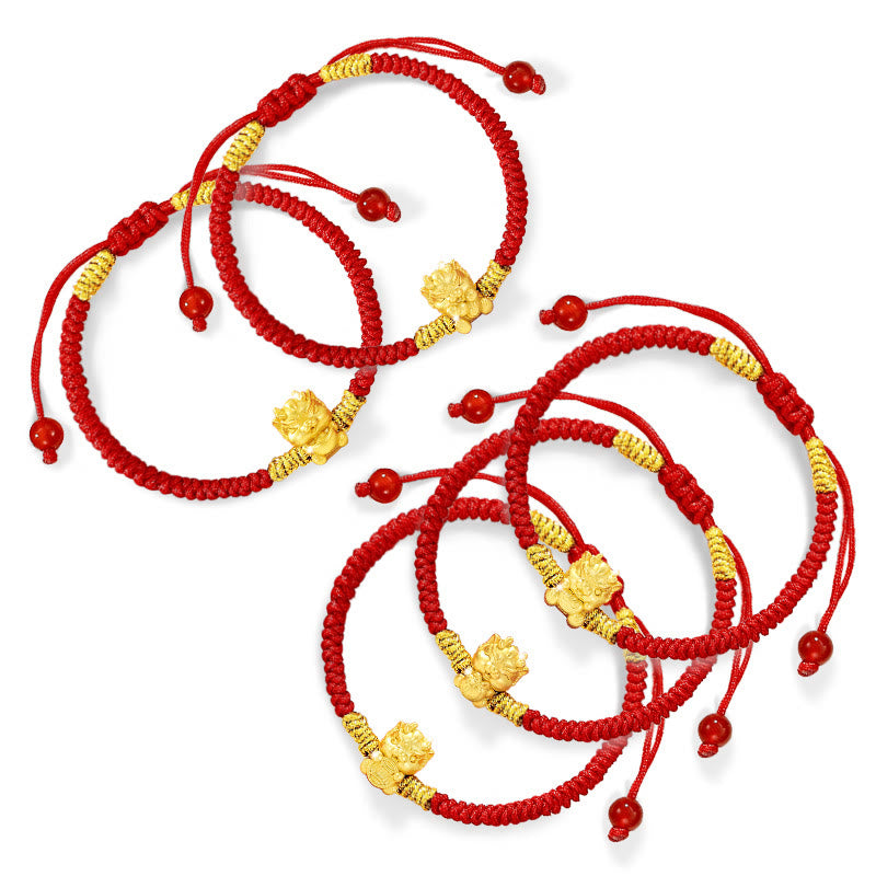 Buddha Stones 999 Sterling Silver Year of the Dragon Copper Coin Fortune Dragon Fu Character Luck Handcrafted Red String Braided Bracelet (Extra 30% Off | USE CODE: FS30)