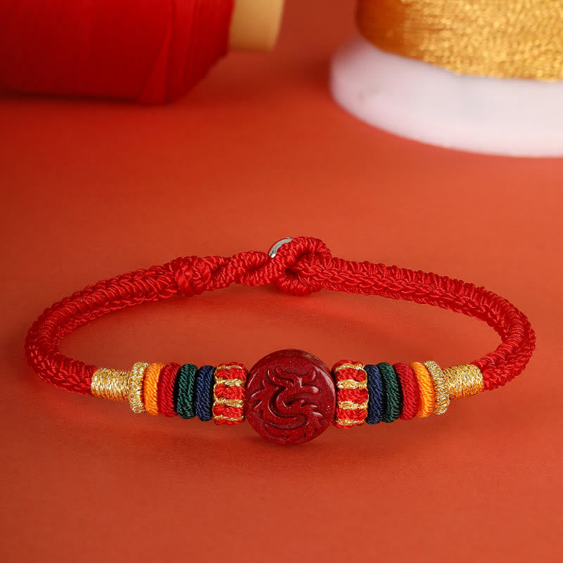 Buddha Stones Year of the Dragon 925 Sterling Silver Chinese Zodiac Cinnabar Auspicious Matches Blessing Bracelet (Extra 30% Off | USE CODE: FS30)