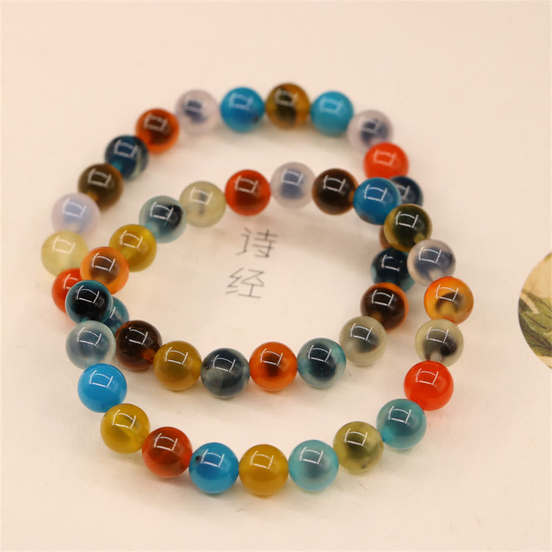 Buddha Stones Colorful Candy Agate Healing Strength Bead Bracelet