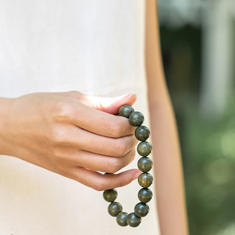 Buddha Stones Tibetan Green Sandalwood Soothing Cure Bracelet