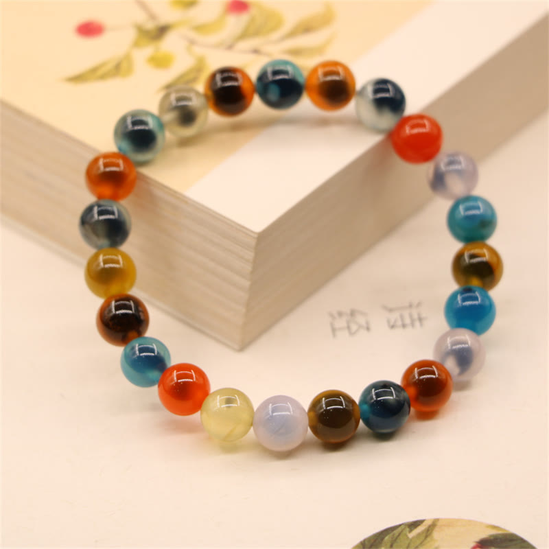 Buddha Stones Colorful Candy Agate Healing Strength Bead Bracelet