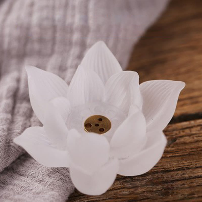 Buddha Stones Mini Lotus Liuli Crystal Healing Meditation Stick Incense Burner