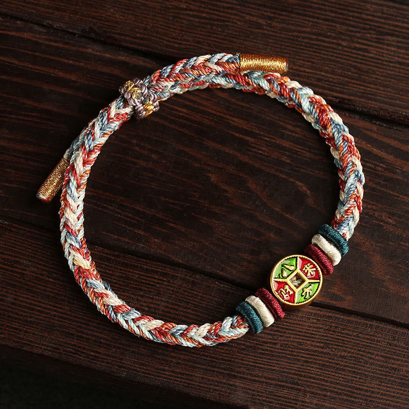 ❗❗❗A Flash Sale- Buddha Stones Colorful Rope Wealth Comes From All Directions Handmade Eight Thread Peace Knot Luck Bracelet