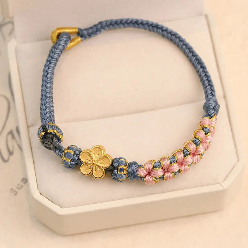 Buddha Stones Peach Blossom Design Wealth String Bracelet
