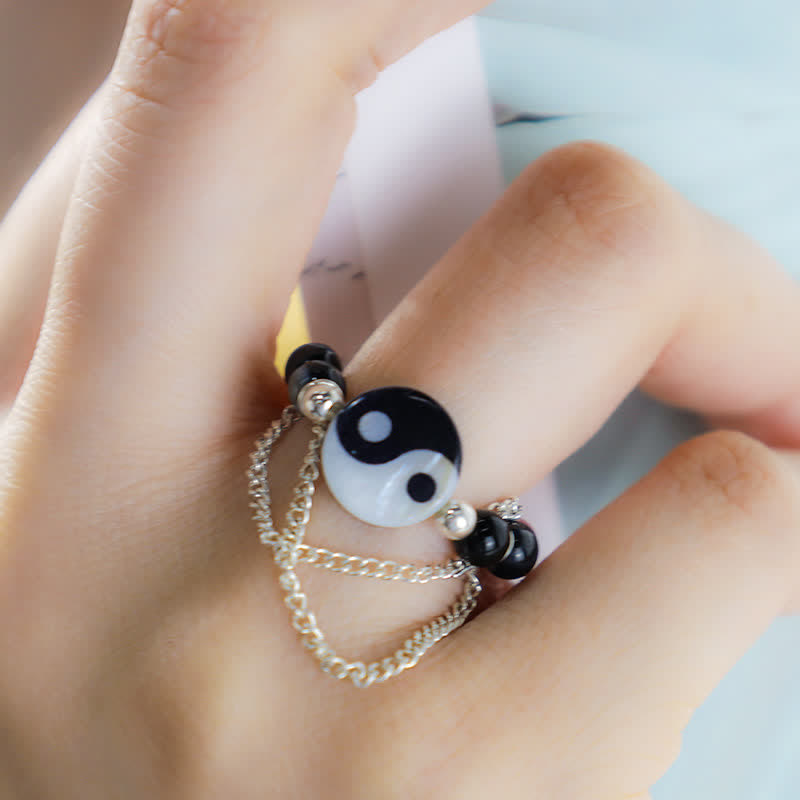 Buddha Stones Yin Yang Symbol Balance Luck Ring