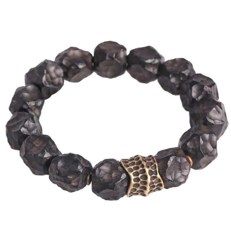 Buddha Stones Ebony Wood Copper Peace Balance Couple Bracelet