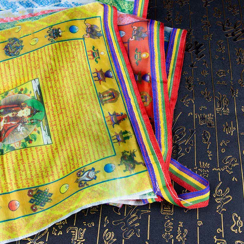 Buddha Stones Tibetan 5 Colors Windhorse Buddha Tara Scriptures Healing Auspicious Outdoor Prayer Flag