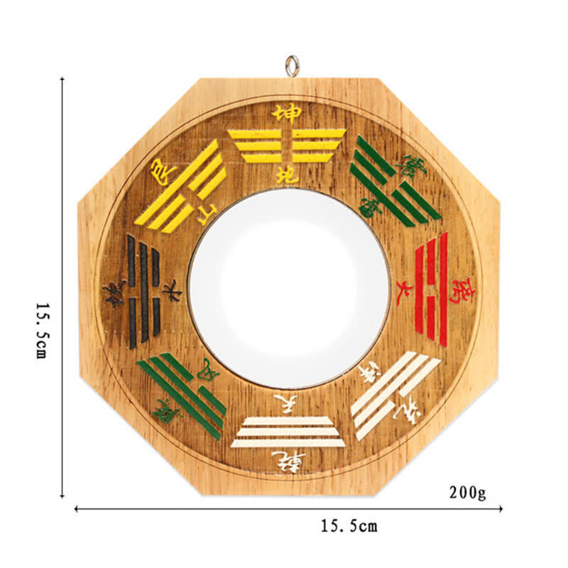 Buddha Stones Feng Shui Bagua Map Peach Wood Balance Energy Map Mirror