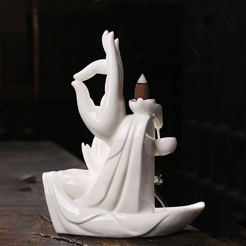 Buddha StonesTibetan Lotus Blessing Incense Burner Decoration