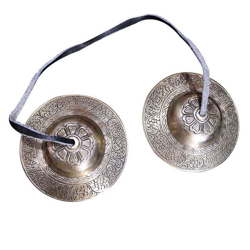 Buddha Stones Tibetan Tingsha Bell Auspicious Cloud Six True Words Copper Wealth Decoration