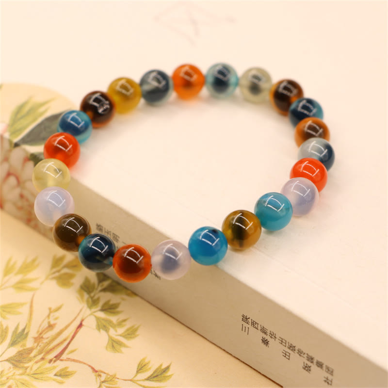 Buddha Stones Colorful Candy Agate Healing Strength Bead Bracelet