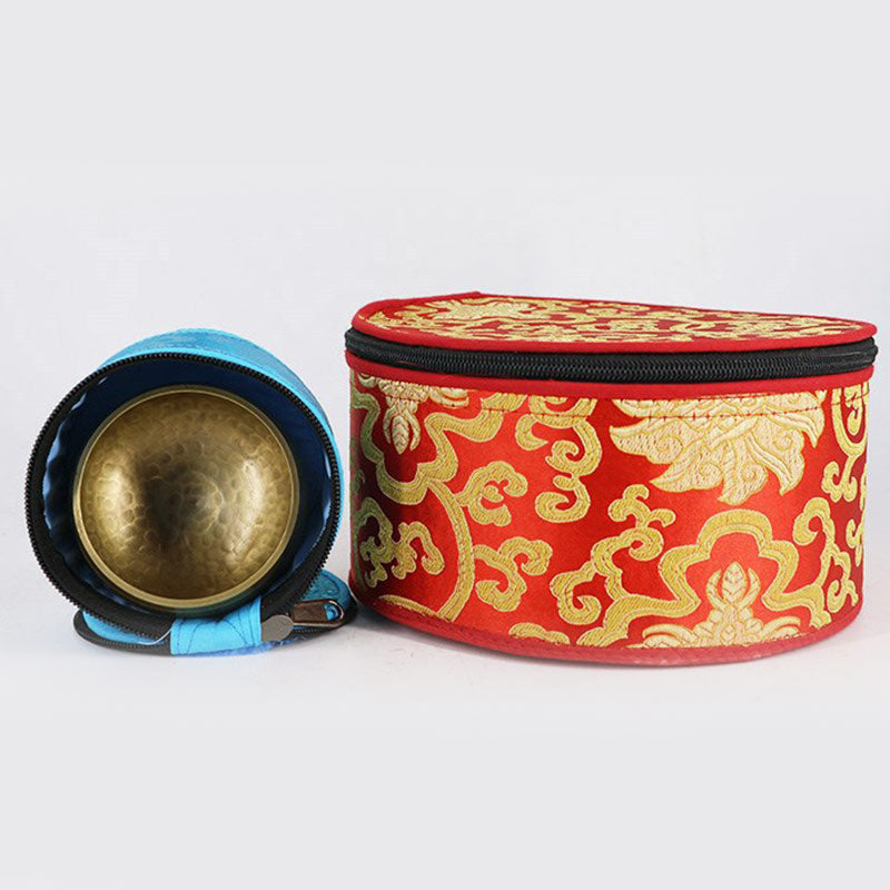 Buddha Stones Tibetan Singing Bowl Storage Bag with Zipper Closure Decoration