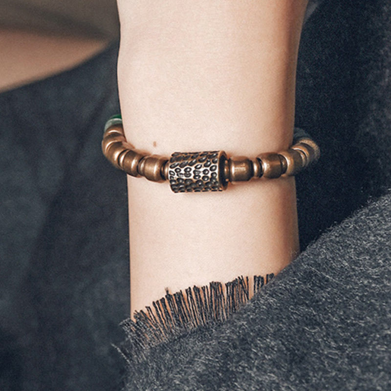 Buddha Stones Tibetan Colorful Glass Beads Copper Wealth Bracelet