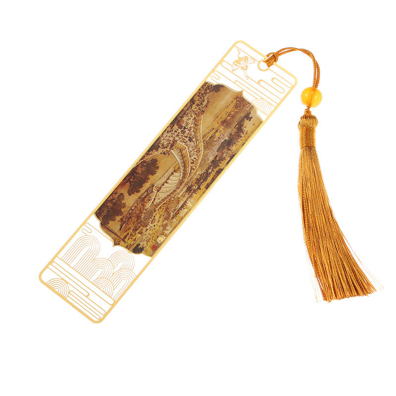 Buddha Stones A Panorama of Rivers and Mountains Metal Hollow Bookmarks Tassel With Gift Box (Extra 30% Off | USE CODE: FS30)